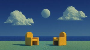 abstract image of 2 chairs symbolizing a fireside chat Q&A with Nasdaq Private Market on Secondary Sales of Private Company Stock