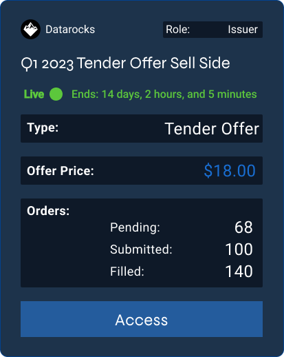 Q1 2023 tender offer sell-side summary, $18.00 offer price