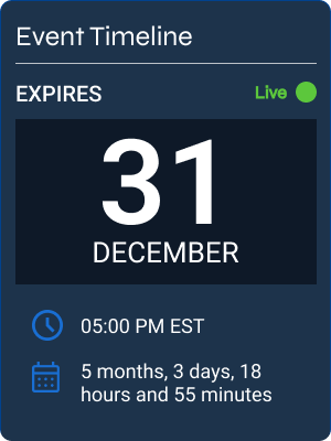 Event timeline in dark mode, expiring on December 31, 2023