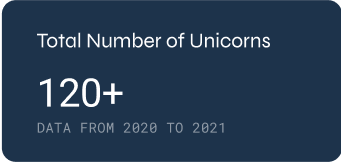 Over 120 unicorn companies tracked from 2020 to 2021, highlighting private market success