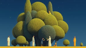 People near a tree artwork symbolizing Company-Led Tender Offers Explained: Benefits for Employees, Companies, and Investors